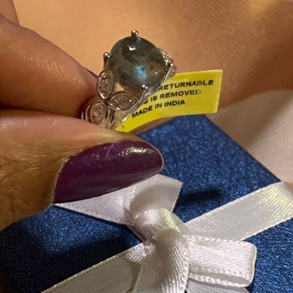 Labradorite Diamond Sterling Silver Gemstone Ring - Picture 1 of 15